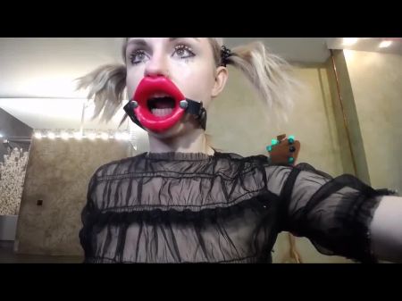 Schwester rote Lippenstifte Hucow schlucken Dentalgag 
