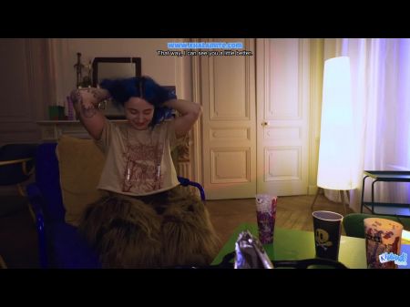schüchternes blauhaariges Mädchen will für die Party dein französisches Rollenspiel mit Haaren 