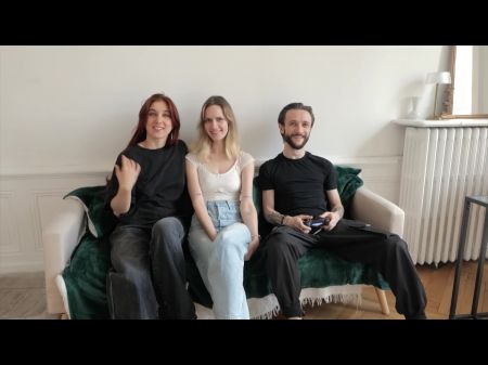 Amateur-Dreier, zwei französische Göttinnen teilen sich einen Glückspilz, englische Untertitel 