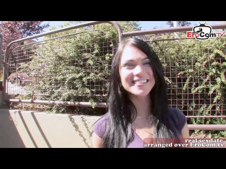 Cute Sympatic Brit Rangy Black-haired Teen Pick Up On Street