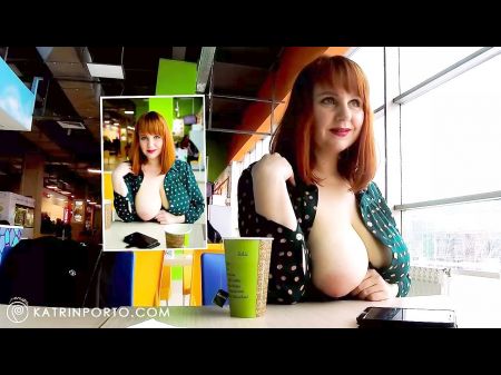 Katrin Porto - Showing Off Large Tits And Bearded Slit In The Mall