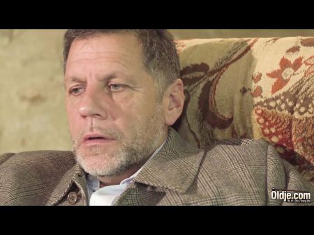 Nubile Black-haired Rude Intercourse With Kinky Granddad On The Couch