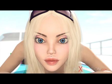 A Handsome Towheaded Has Ass Fuck Intercourse With 3d Perfect Dickgirl On An Island