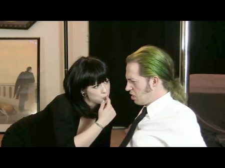 Luxurious Girl Licks Bound Up Fellow With Her Ginormous Tongue