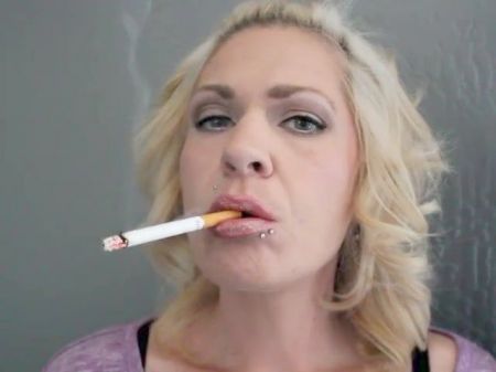 Dangling Mature Cougar Smoker Up Close