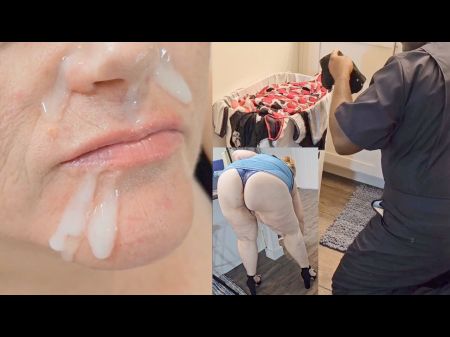 Caught Deviant Plumber Nuzzling My Filthy Panty In Toilet , So I Let Him Cum On My Face