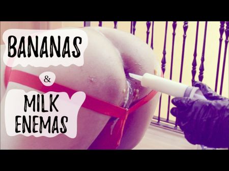 Extreme Female Dominance Milk Enema Catapulting Bananas In His Culo