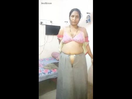 Middle-aged Aunty With Huge Jugs Displays Her Snatch