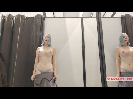 Attempting On Mini Dresses And Jaw-dropping Clothes In A Shopping Center . Sight At Me In The Fitting Room And Jerk Off To My Titties . I Like It .