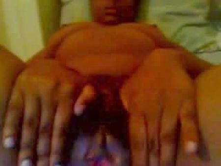 Unattractive Dark-hued Prostitute With Shaggy Cunny Wanking On Pc Camera