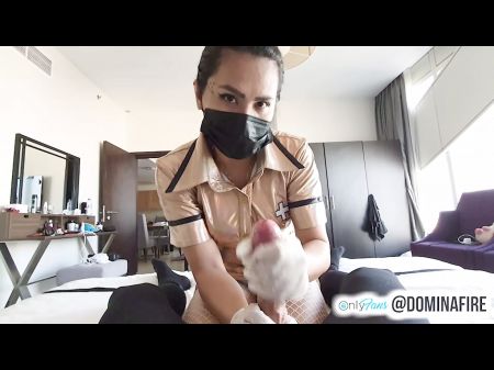 Dominafire: Nurse Edging With Spandex Gloves