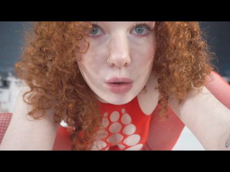 18yo Fresh Woman With Crimson Hair , Splashes All Over The Sofa During Ejaculation
