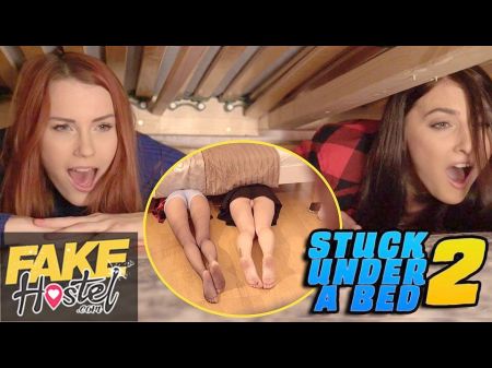 Halloween - Stuck Under A Couch Two - Crude Threesome With Fit Inborn Ginger-haired And Brunette