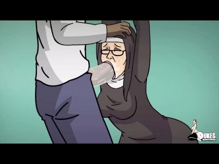 A Rude Nun And A Gentle Mannered Milf Get Stretched By Big Black Cock