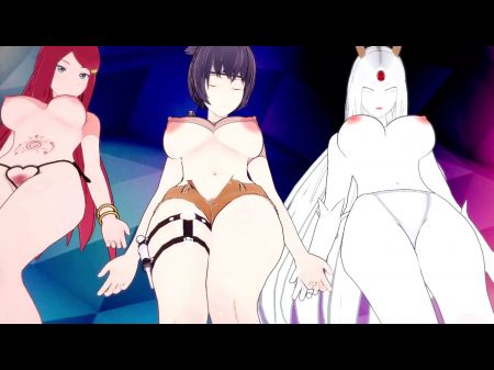 Perfect Ninjas Anko , Kushina And Kaguya Showcasing Some Tastey Breast .