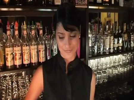 Awesome Black Haired Stunner From Germany Pleasuring An Aged Mate At The Bar