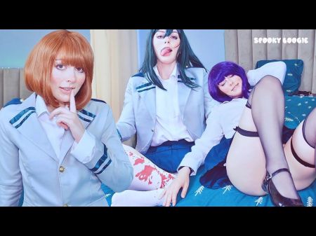 Manga Porn Game: 3 Magnificent Classmates From Uaacademy Attempt Entice You To Ravage Their Nice Fuck Holes