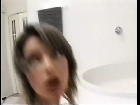 Lusty Bitch With Flabby Milk Cans Replaces Her Toy With A Manhood In A Bath