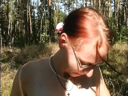 Epic Red-haired With Diminutive Breast Jerks Her Humid Muff With A Dildo Outdoors