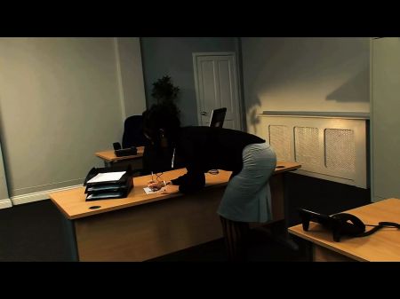 Kerry Louise Leans Over The Desk And Gets Her Coochie Porked By The Chief